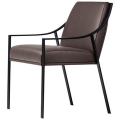 HOLLY HUNT Aileron Black Dining Arm Chair with Leather Seat by Christophe Pillet