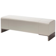 HOLLY HUNT Arakan Bench in Silver Smoke and Bleached Leather