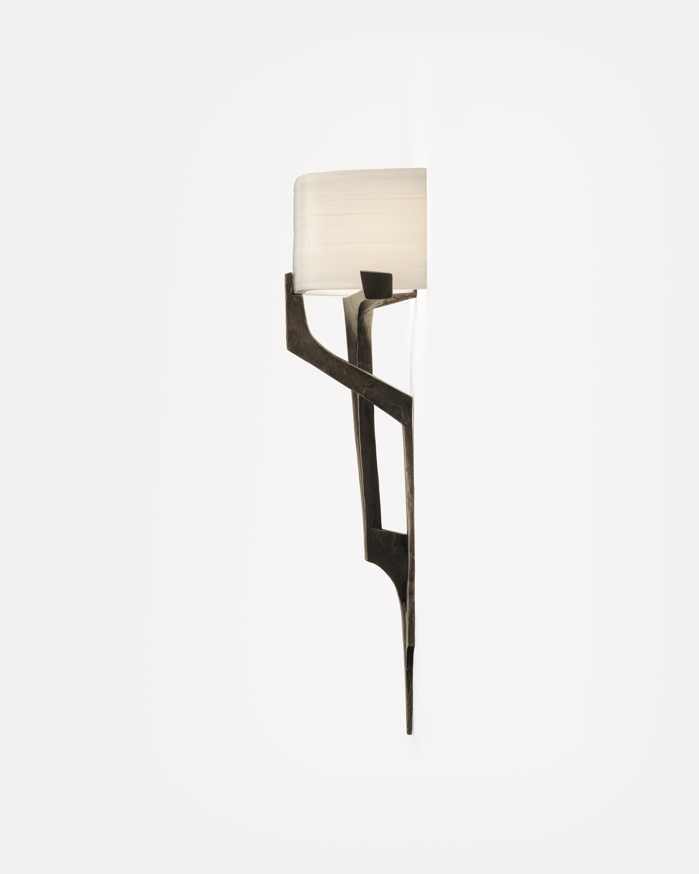 Modern HOLLY HUNT Artemis Left Facing Sconce in Medium Bronze by Stefan Gulassa