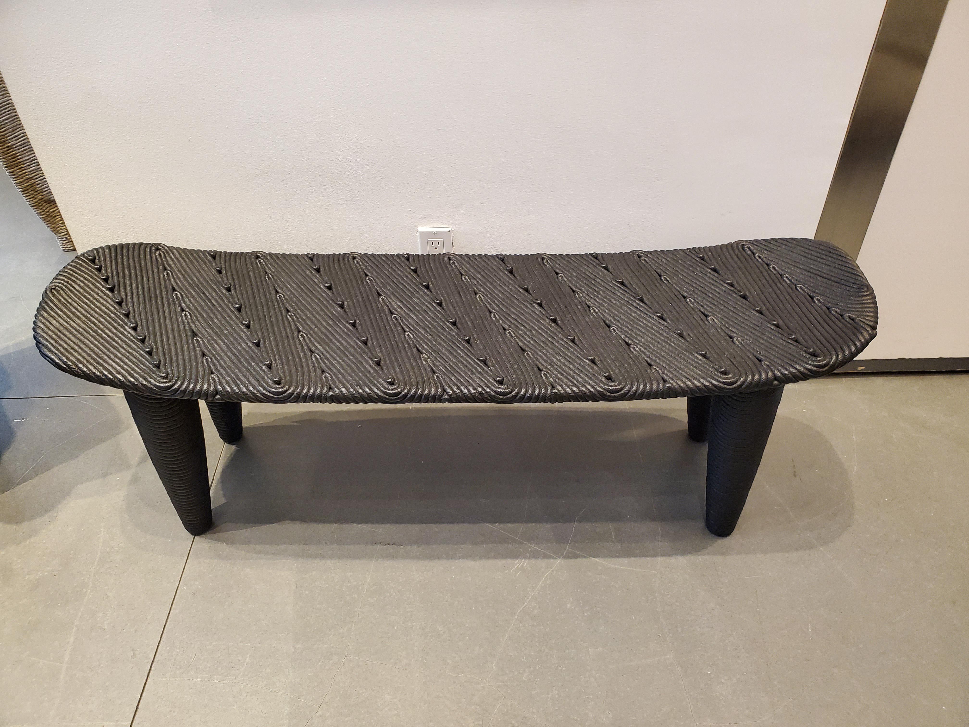 HOLLY HUNT Artofril Bench in Black

Additional Information:
Dimensions: 55.125 W x 15.5 D x 20.625 H inch
Notes:Custom rope patterning