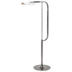 HOLLY HUNT Bowyer LED Reading Lamp in Aged Nickel & Stingray Leather Shade