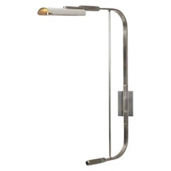 HOLLY HUNT Bowyer LED Sconce in Lightly Aged Nickel & Stingray Leather Shade