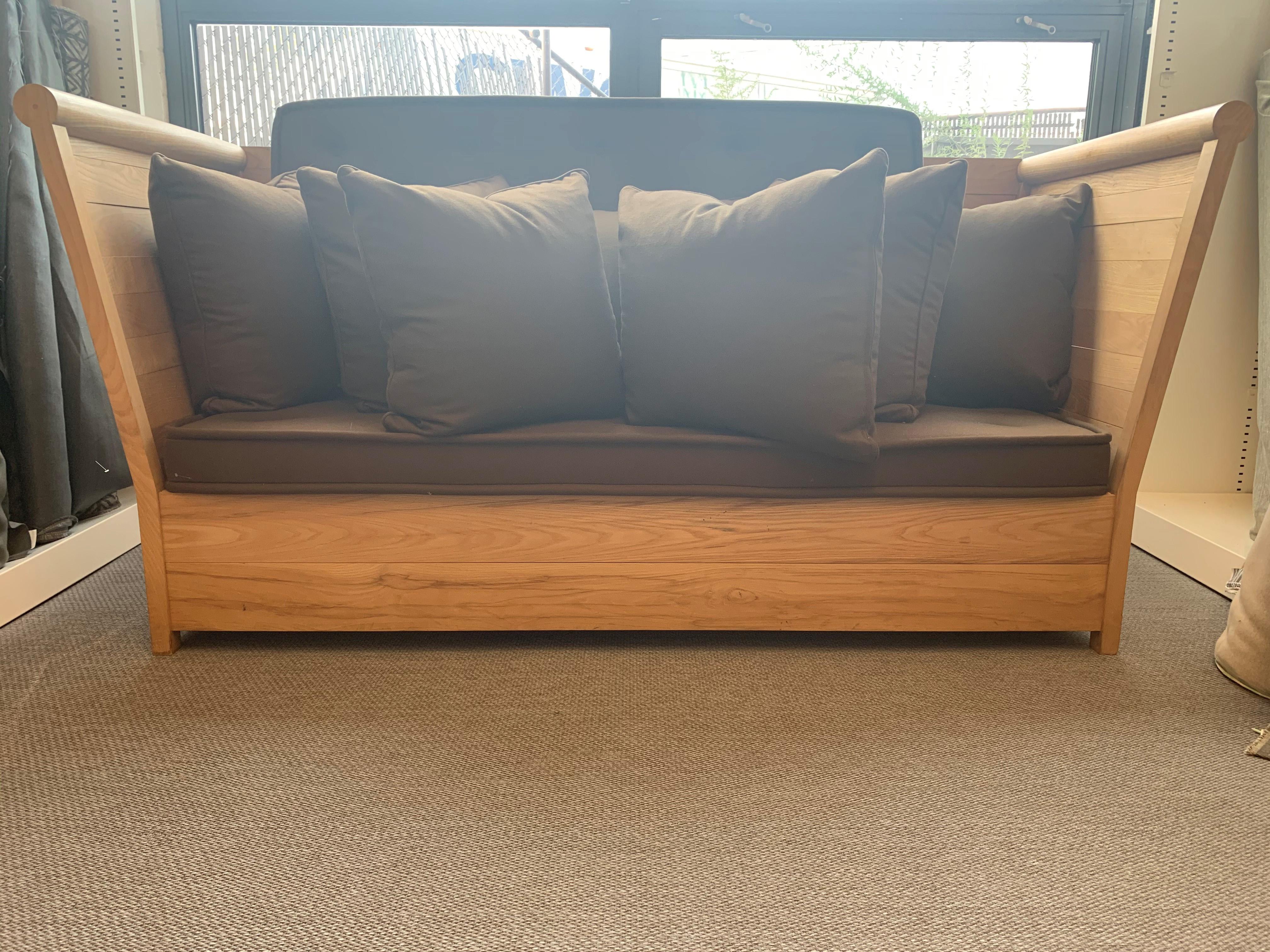 HOLLY HUNT CA Oak Wood Sofa & Brown Wool Upholstery by Christian Astuguevieille 10