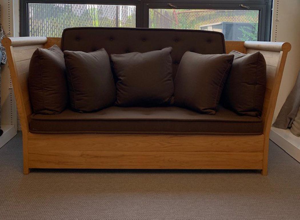 HOLLY HUNT CA oak wood sofa with brown wool upholstery by Christian Astuguevieille

Additional Information:
Materials: Oak wood, wool
Dimensions: 92.5 W x 38.75 D x 42.5 H inch