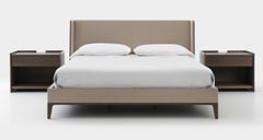 Holly Hunt Cal King Spencer Bed in Leather and Walnut