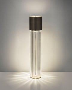 HOLLY HUNT Chic Floor Lamp in Clear Crystals with Striped Dark Bronze by VeniceM