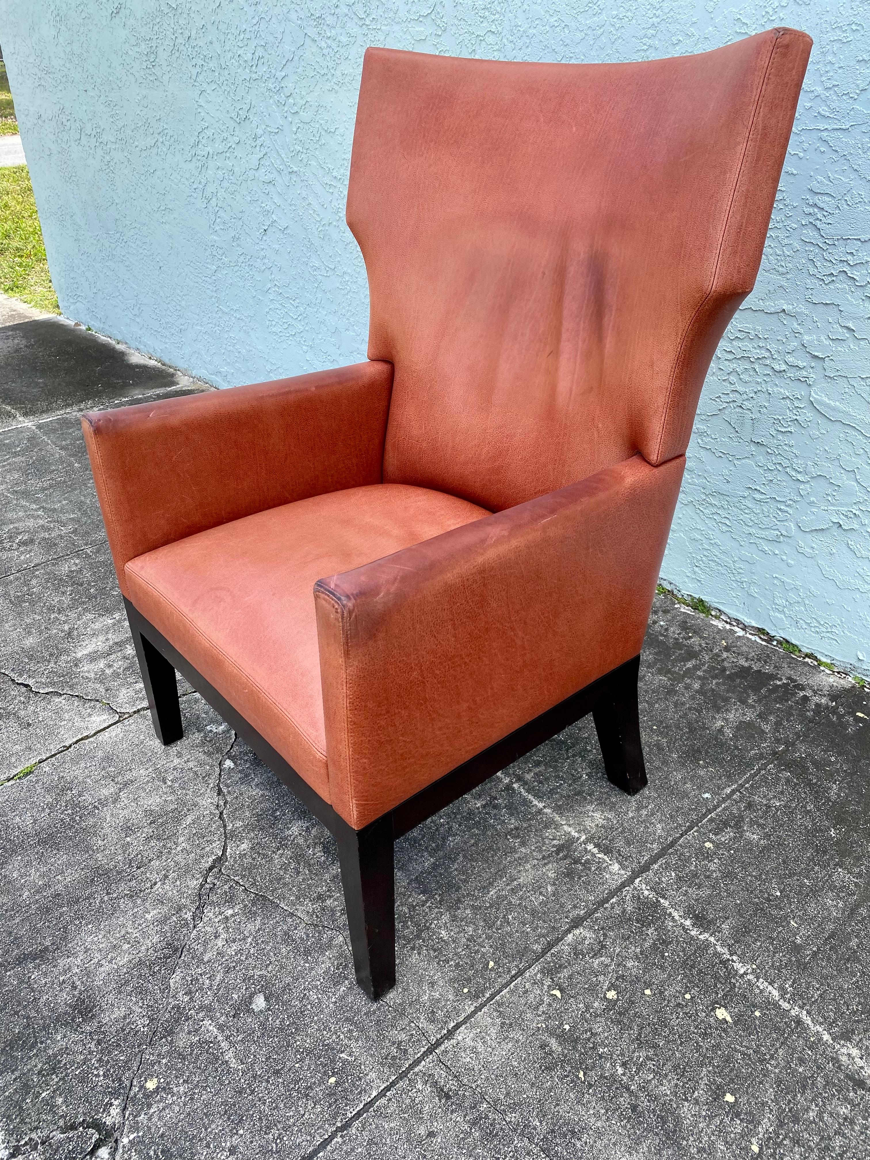 Américain Holly Hunt Christian Liaigre Orange Barbuda fauteuil de salon en vente