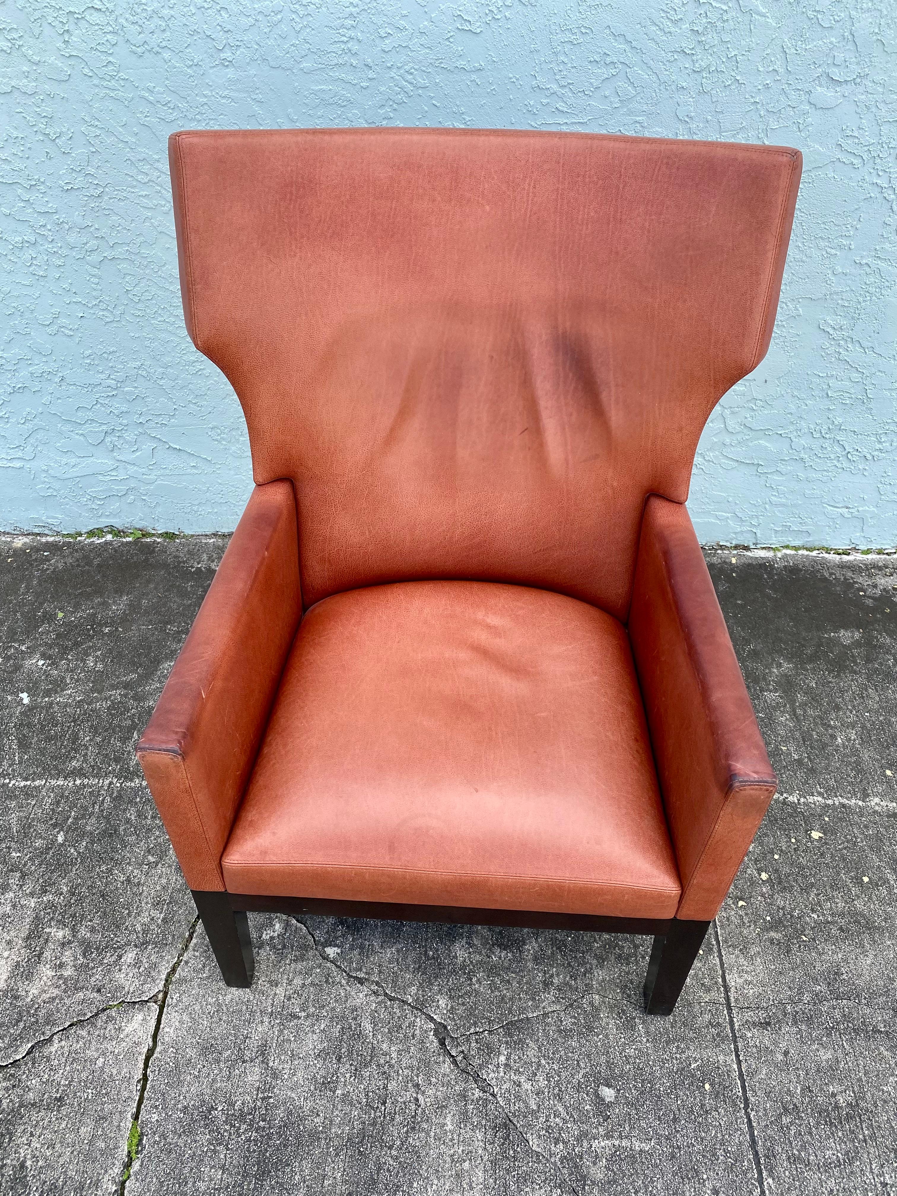 Holly Hunt Christian Liaigre Orange Barbuda Lounge Chair In Good Condition For Sale In Fort Lauderdale, FL