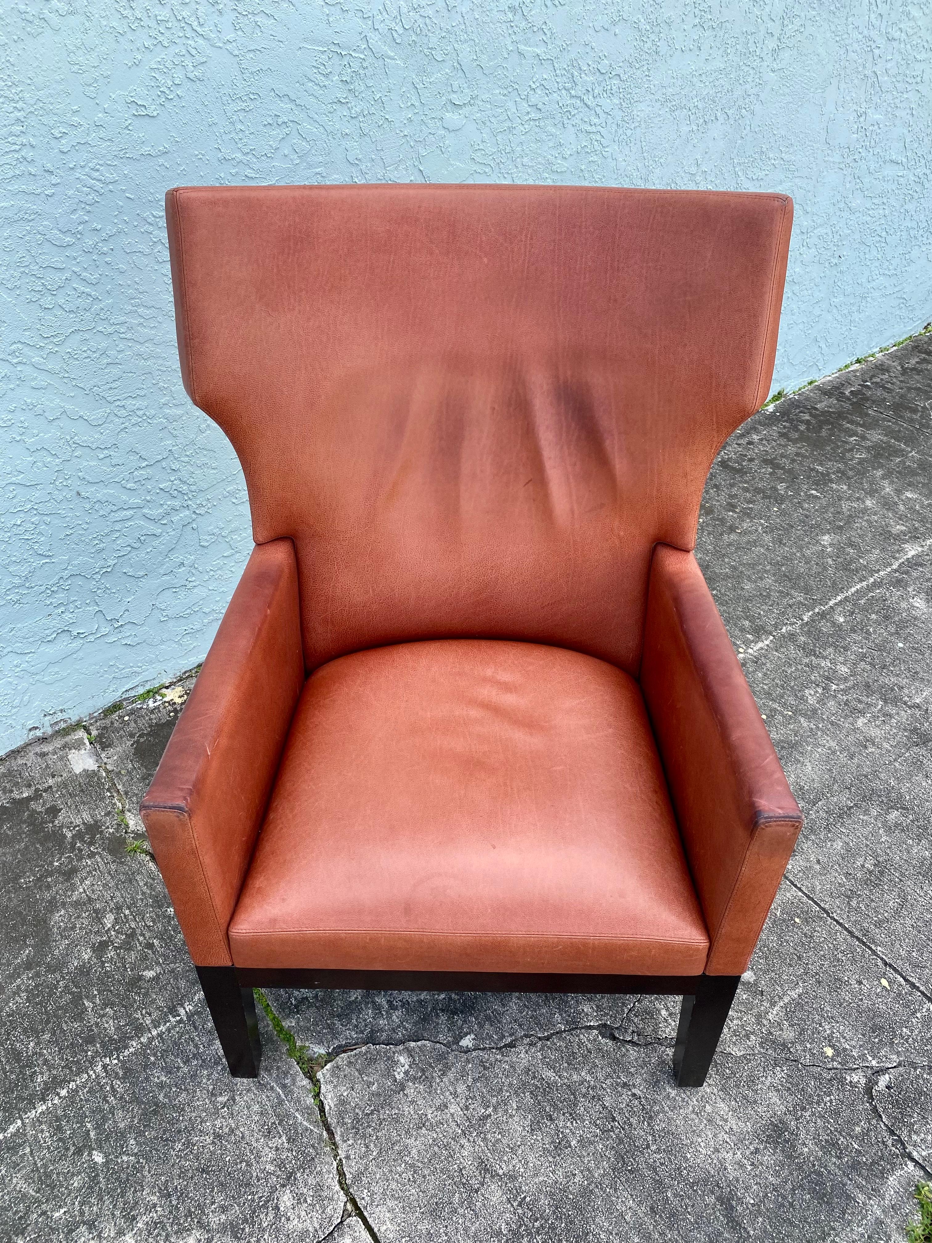 Fin du 20e siècle Holly Hunt Christian Liaigre Orange Barbuda fauteuil de salon en vente