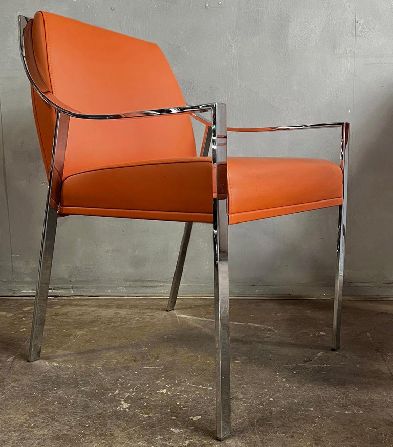 Holly Hunt Dining Chairs Chrome and Leather at 1stDibs