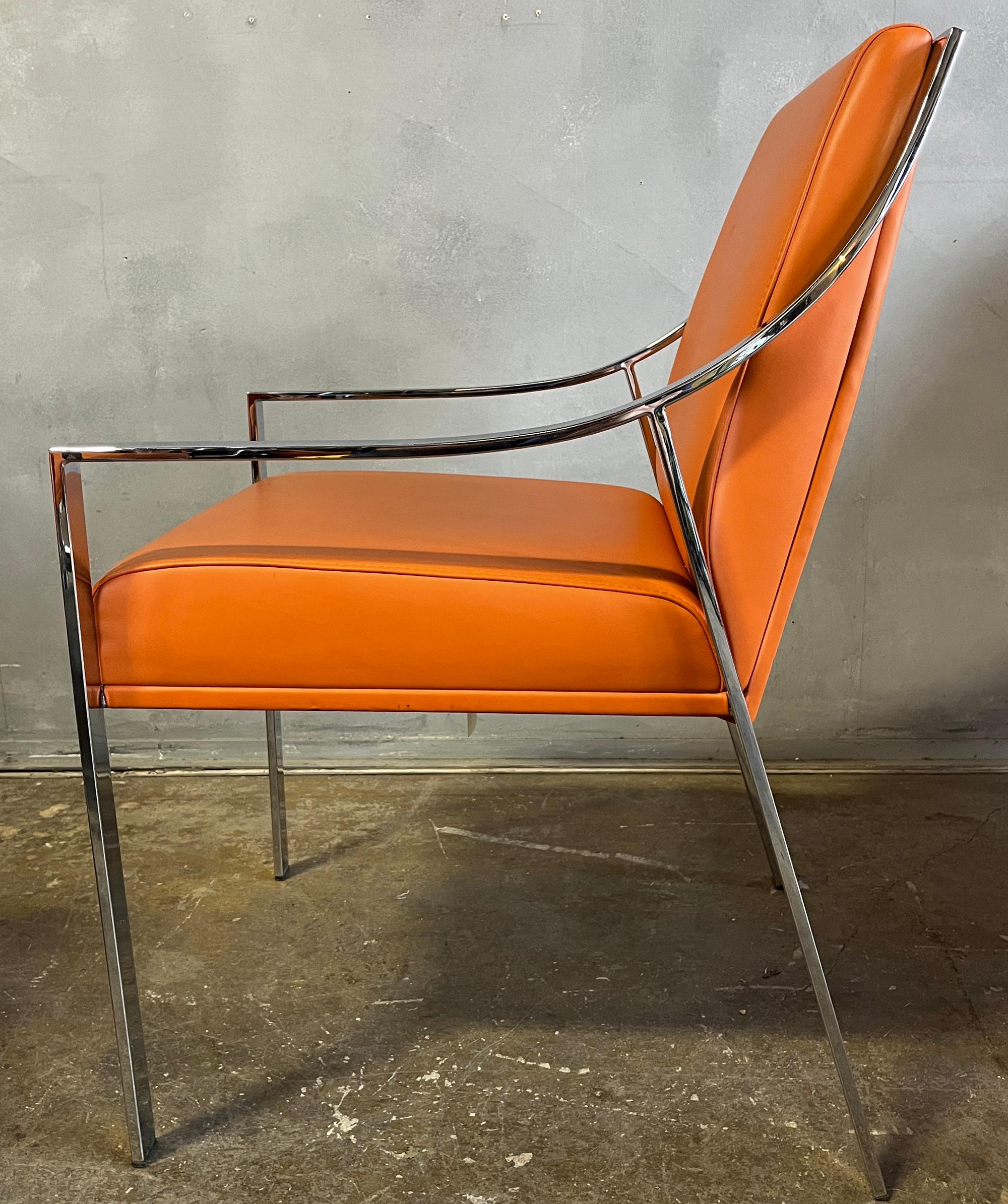 Holly Hunt Dining Chairs Chrome and Leather In Good Condition In BROOKLYN, NY