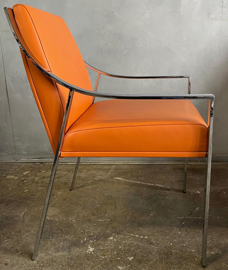 Holly Hunt Dining Chairs Chrome and Leather at 1stDibs