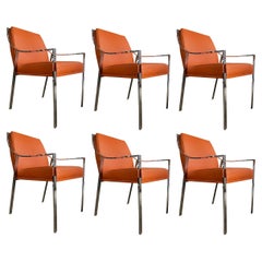 Holly Hunt Dining Chairs Chrome and Leather