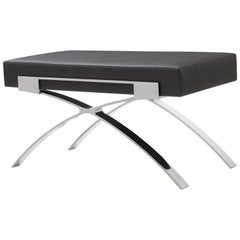 HOLLY HUNT Dragonfly Bench in Stainless Steel with Upholstered Seat