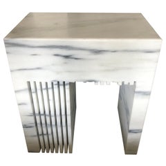 HOLLY HUNT Fin Side Table One (V1) in White Dandy Marble by Eric Slayton 