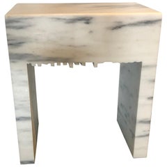 HOLLY HUNT Fin Side Table Two (V1) in White Dandy Marble by Eric Slayton 