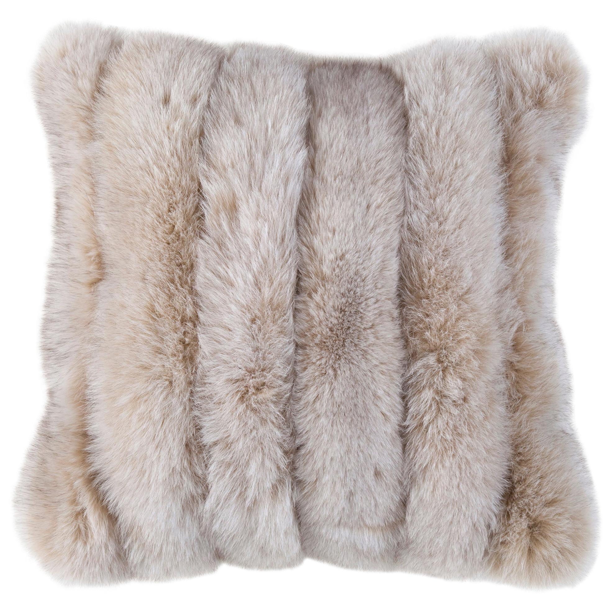 HOLLY HUNT Fox Strip Pillow in Light Stone with Cotton Velvet by Adri Collection