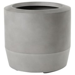 HOLLY HUNT Fugu Large Hollow Cast Concrete Outdoor Planter in Sand Grey Finish