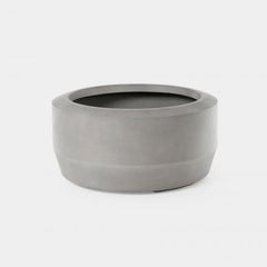 HOLLY HUNT Fugu Small Hollow Cast Concrete Outdoor Planter in Sand Grey Finish