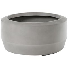 HOLLY HUNT Fugu Small Hollow Cast Concrete Outdoor Planter in Sand Grey Finish