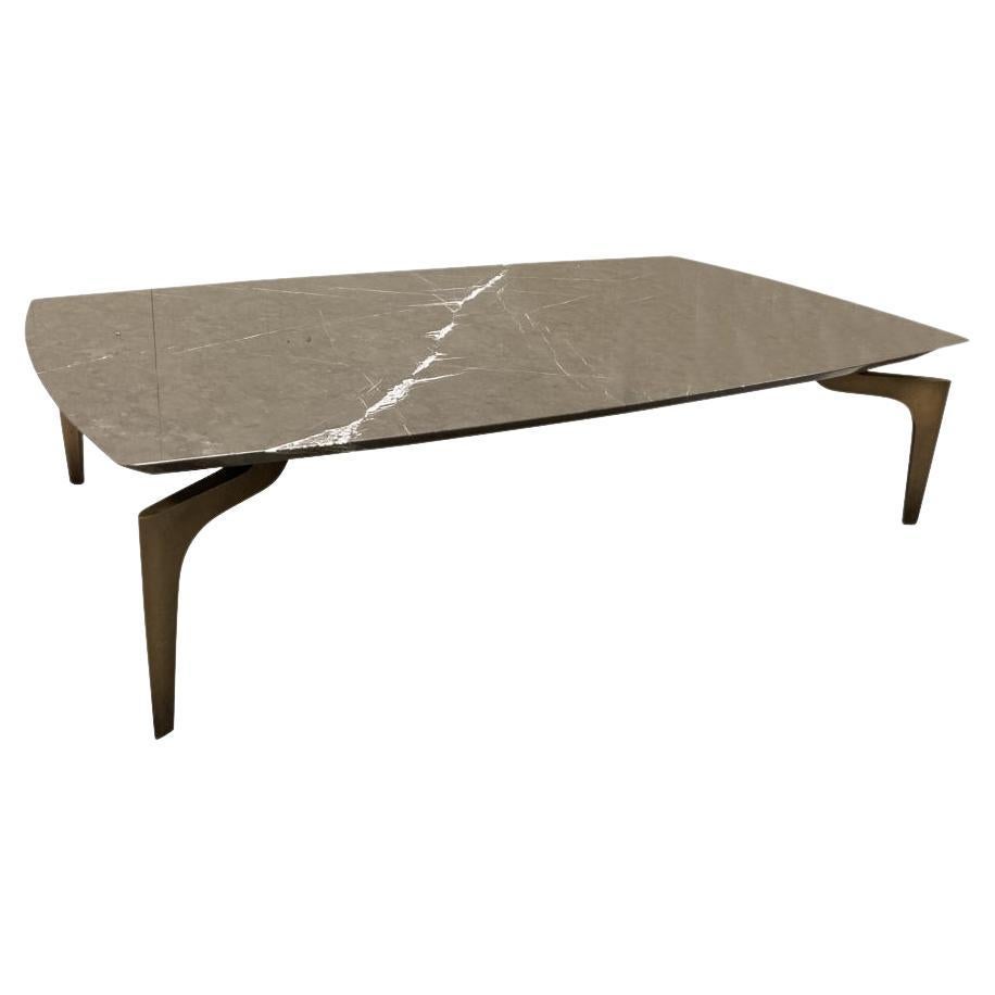 Holly Hunt Gazelle Stone And Bronze Cocktail Table / Distressed