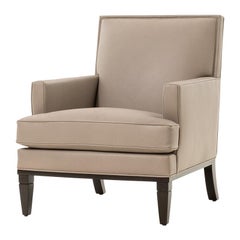 HOLLY HUNT George V Chair with Walnut Legs and Beige Upholstery