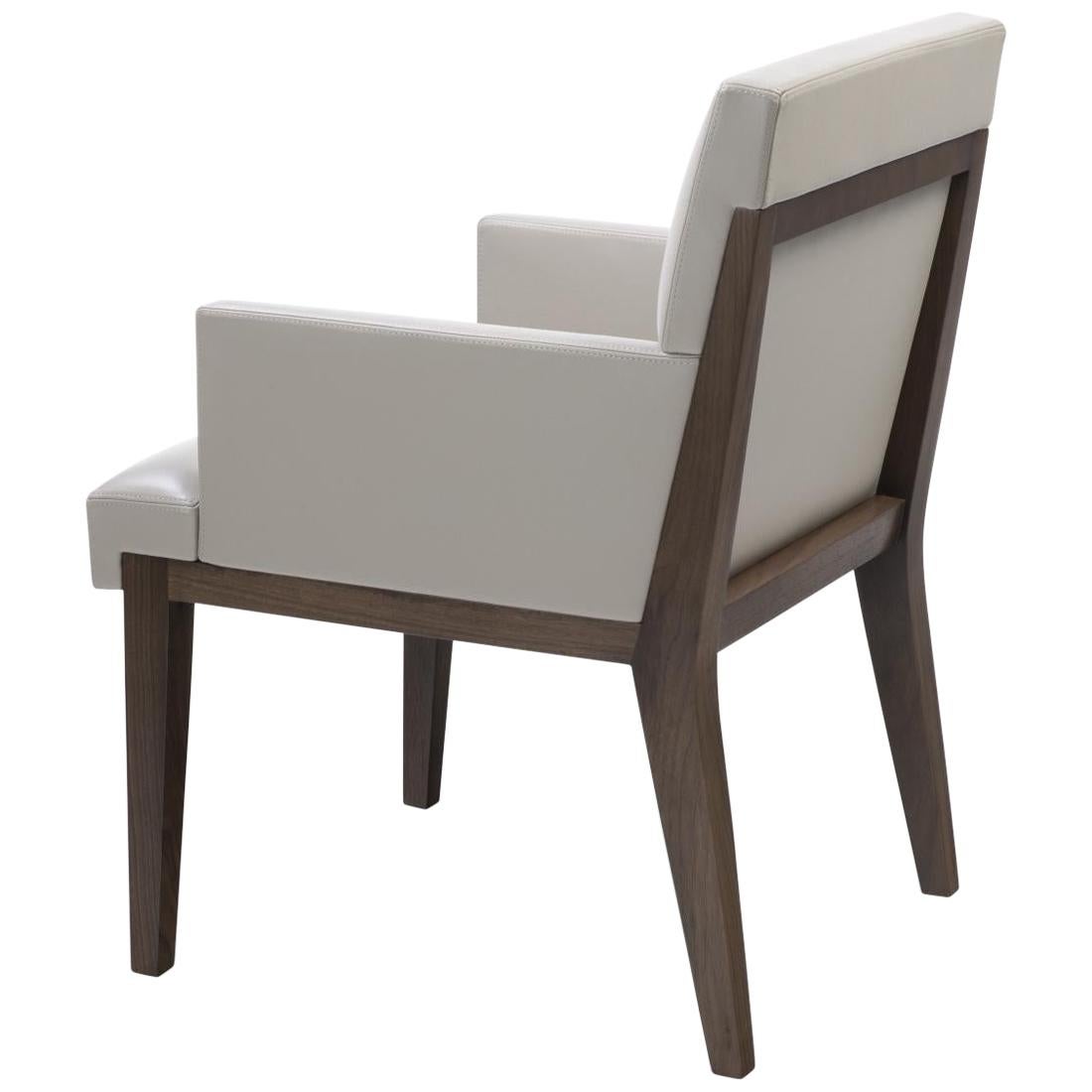 HOLLY HUNT Hampton Dining Arm Chair in Walnut Dusk Frame & Leather Seat