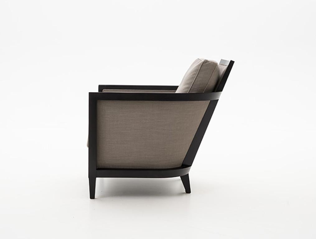 Modern HOLLY HUNT Hemp Sail Club Chair with Ebonized Oak and Brown Upholstery