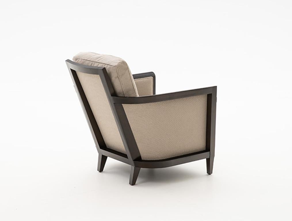 Contemporary HOLLY HUNT Hemp Sail Club Chair with Oak Umber and Beige Upholstery