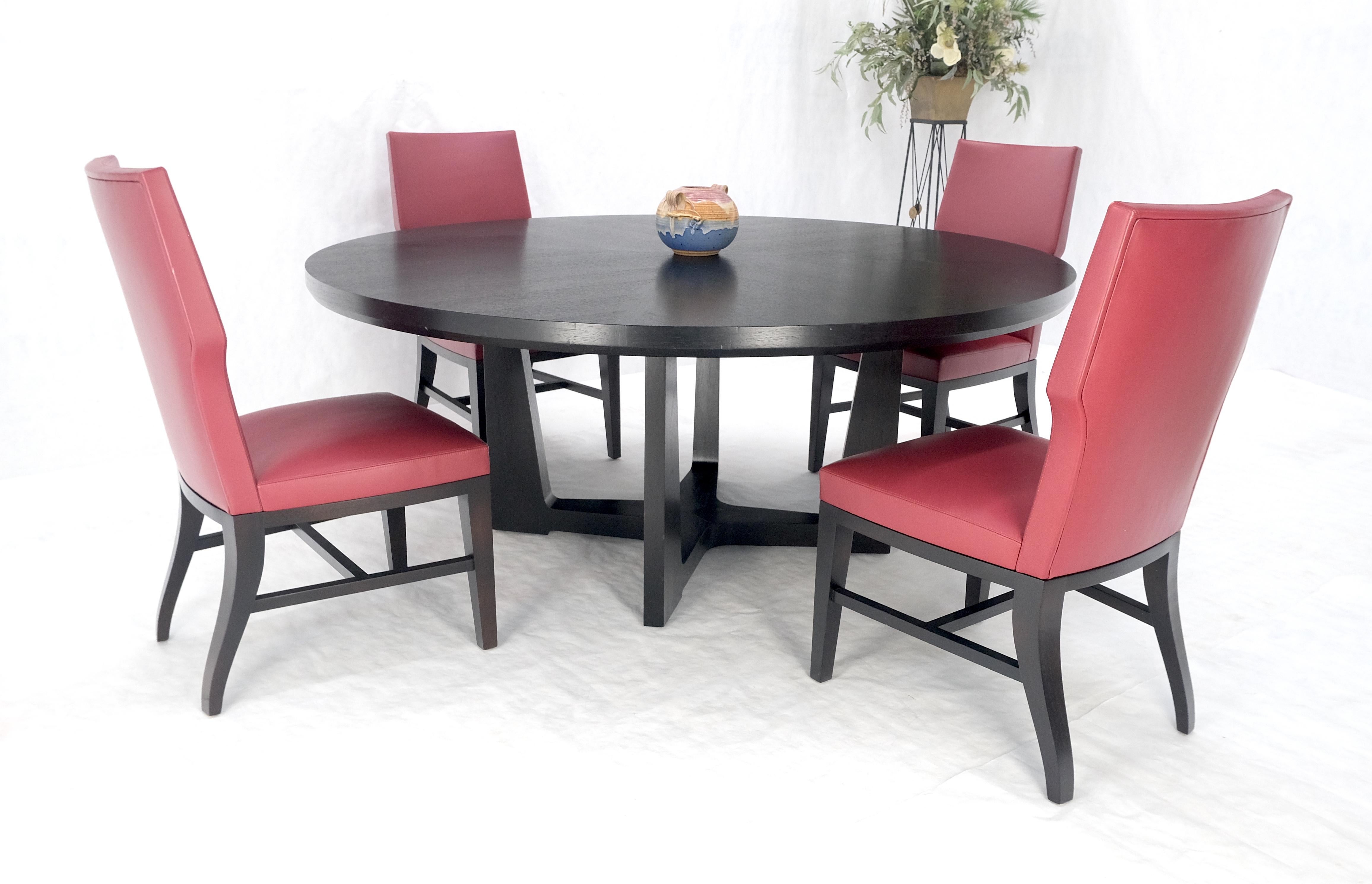 Holly Hunt Large 6' Diameter Round Ebonized Table Oak 4 Chairs Dining Set MINT! For Sale 5