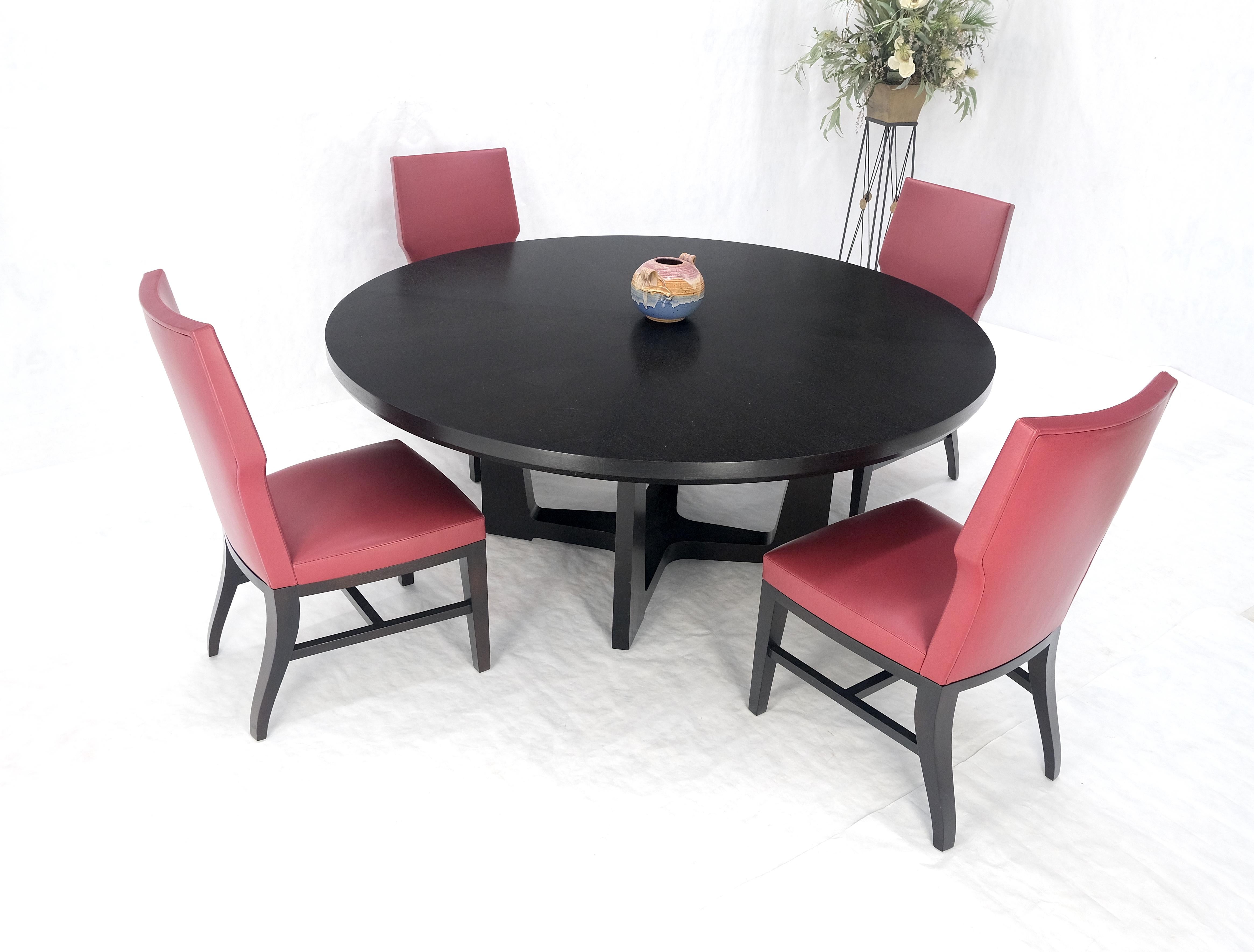 Holly Hunt Large 6' Diameter Round Ebonized Table Oak 4 Chairs Dining Set MINT! 6