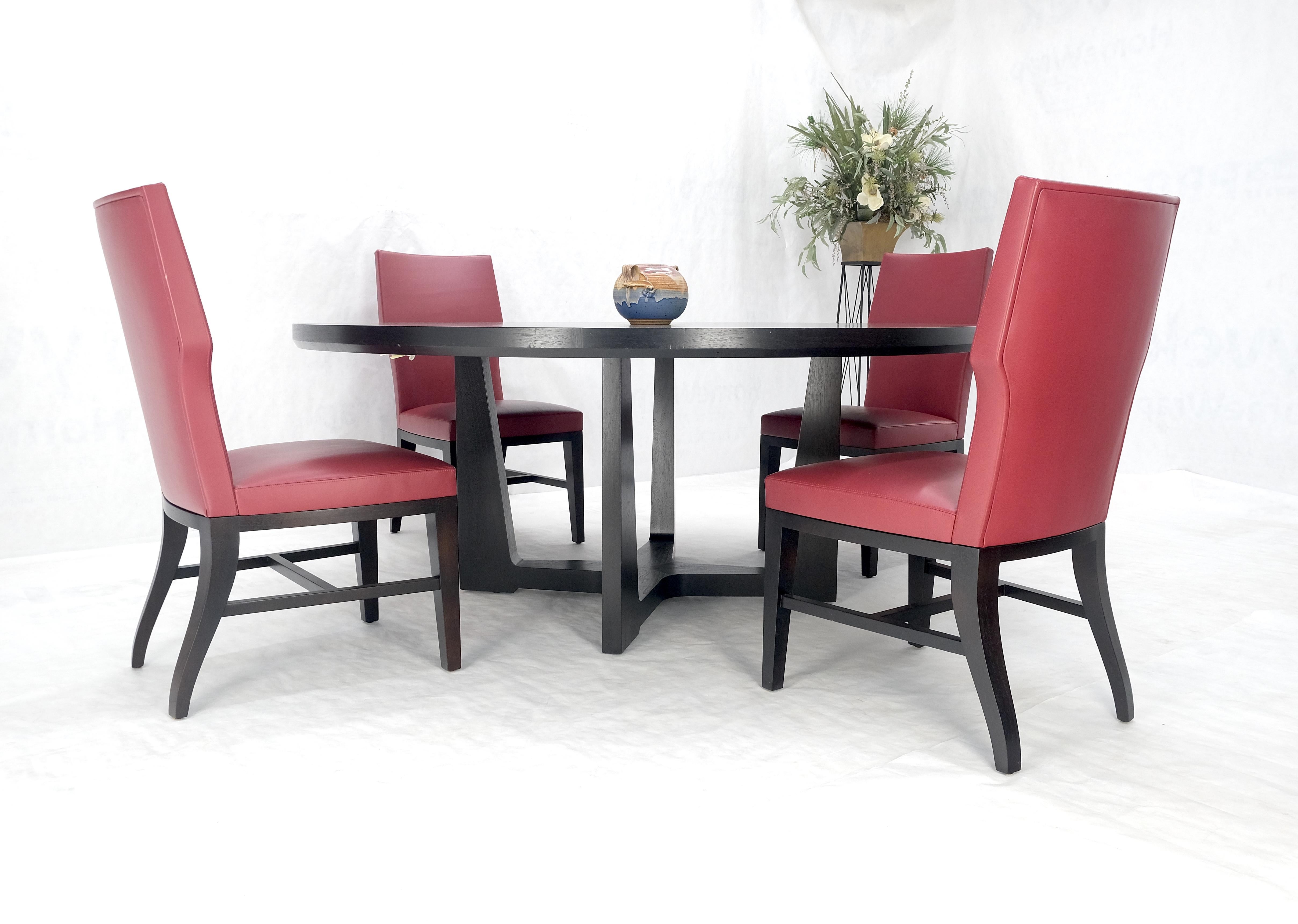 Holly Hunt Large 6' Diameter Round Ebonized Table Oak 4 Chairs Dining Set MINT! 8