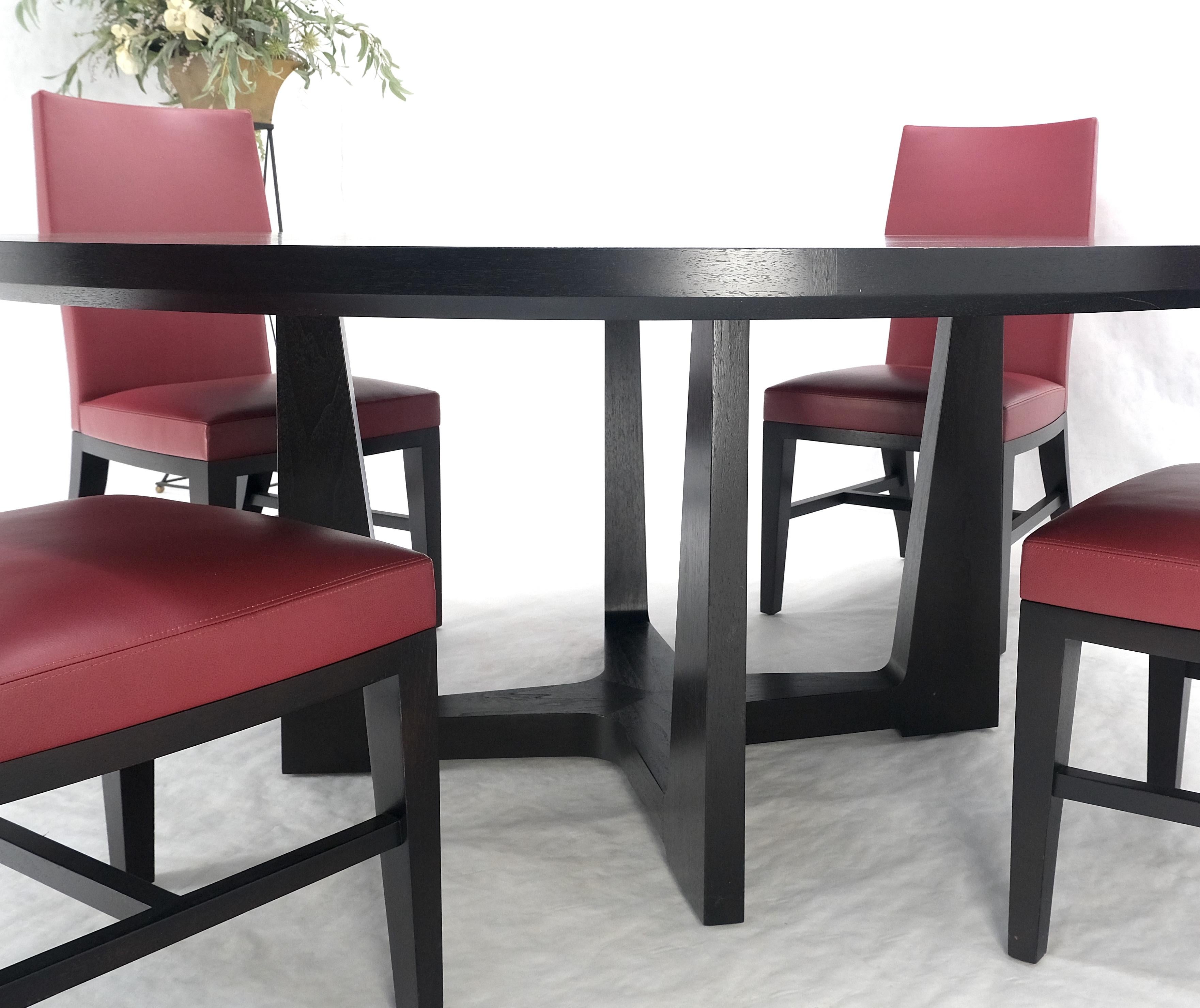 Holly Hunt Large 6' Diameter Round Ebonized Table Oak 4 Chairs Dining Set MINT! In Good Condition For Sale In Rockaway, NJ