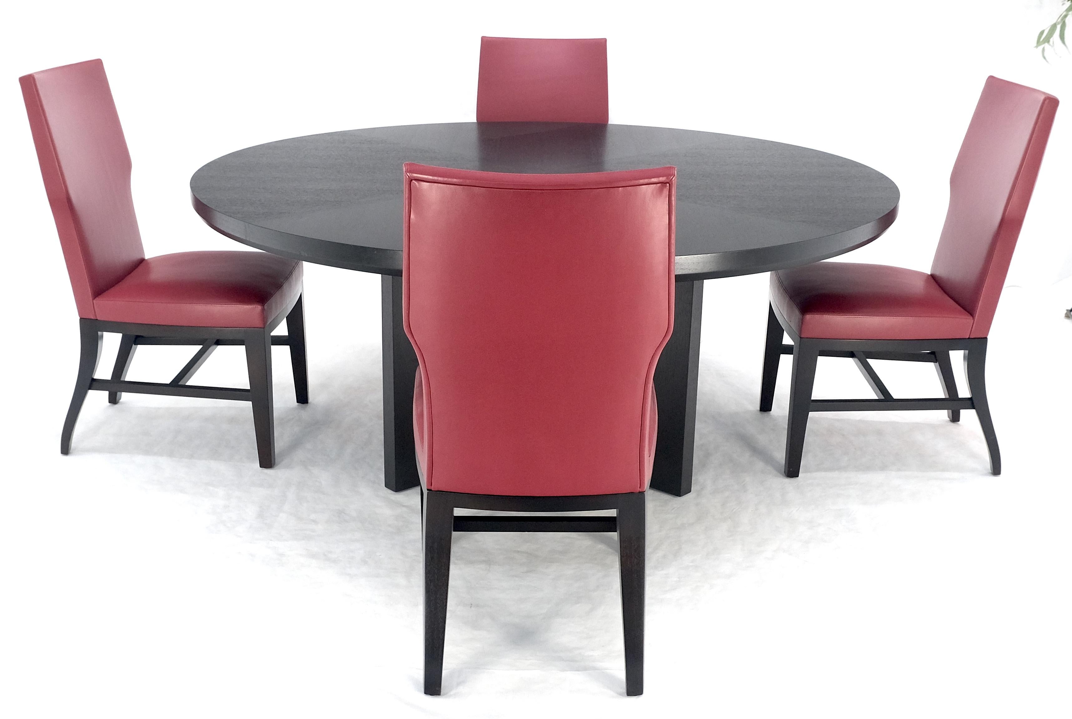 Contemporary Holly Hunt Large 6' Diameter Round Ebonized Table Oak 4 Chairs Dining Set MINT!