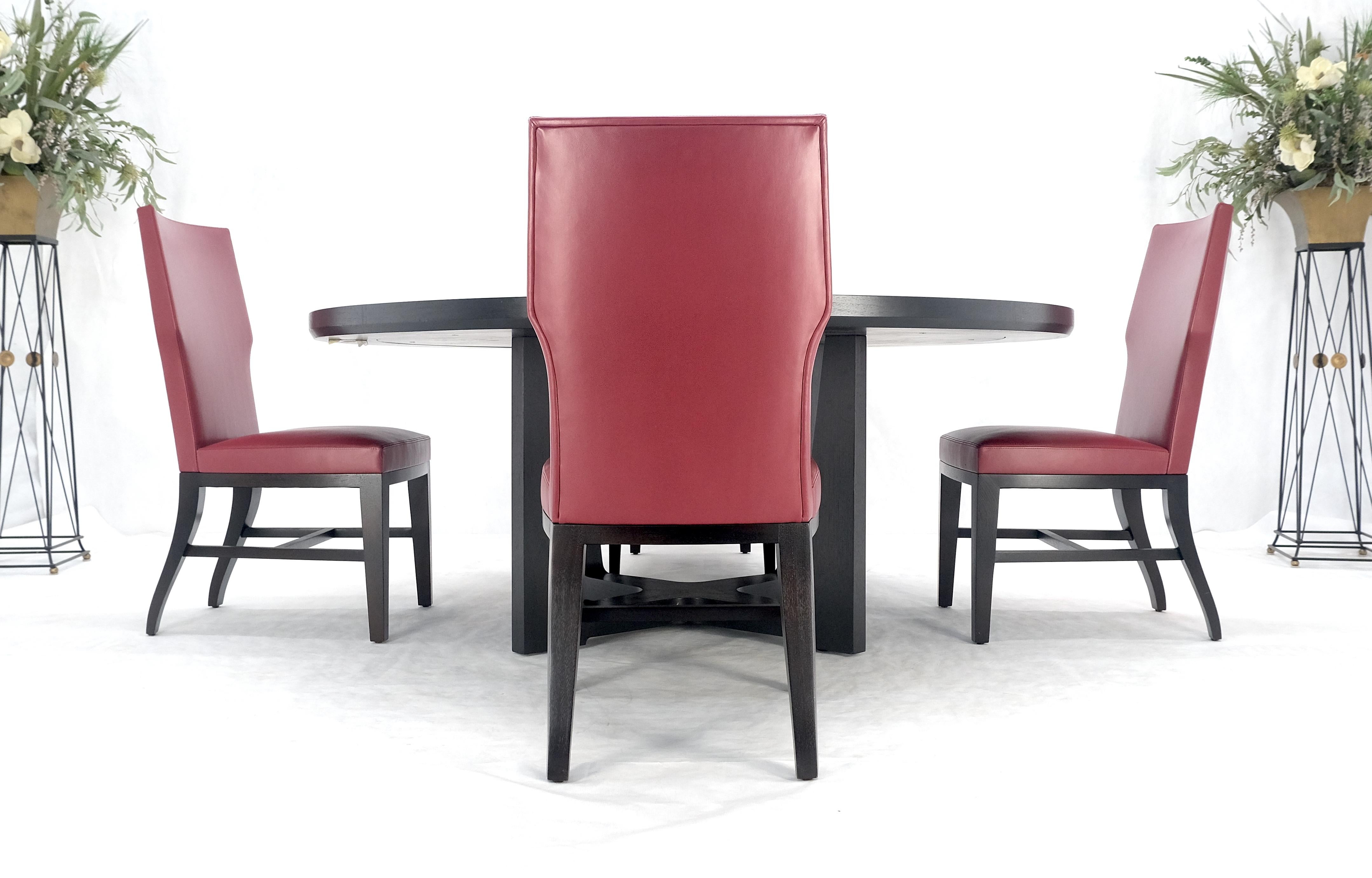 Holly Hunt Large 6' Diameter Round Ebonized Table Oak 4 Chairs Dining Set MINT! 2