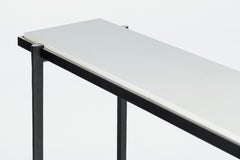 HOLLY HUNT Lark Console Table with Parchment Top and Metal Base