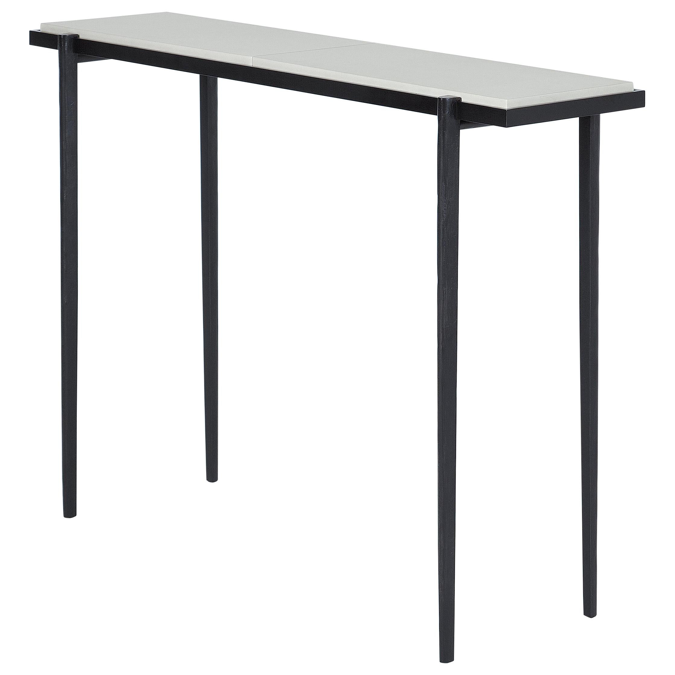 HOLLY HUNT Lark Console Table with Parchment Top and Metal Base