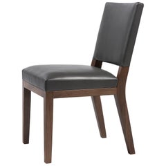 HOLLY HUNT Luna Dining Chair in Walnut Dusk Finish with Upholstered Seat
