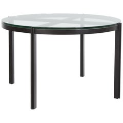 HOLLY HUNT Table de salle à manger Lusitano en acier avec plateau en verre
