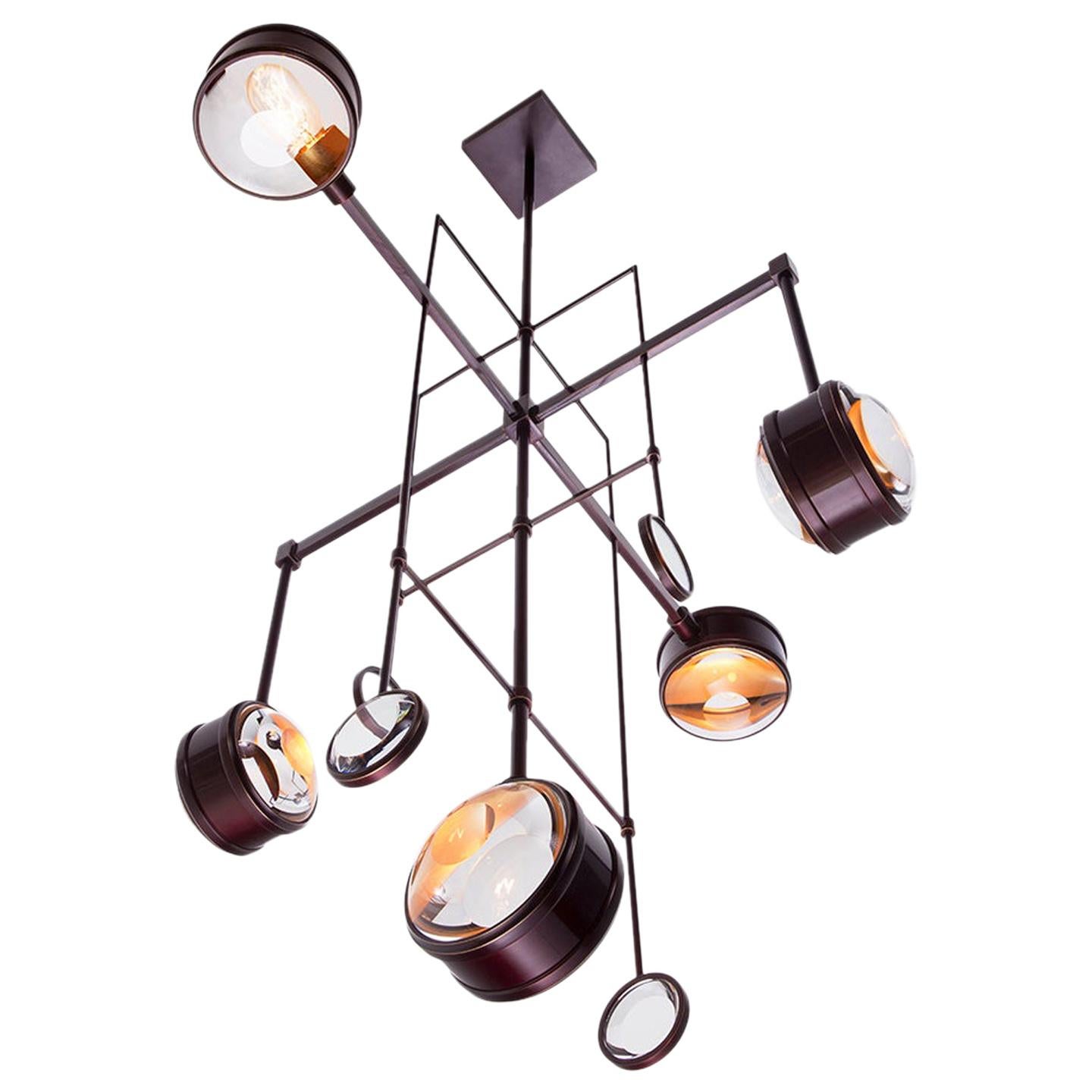 HOLLY HUNT Lyra Chandelier No. 5 in Oxblood Lacquer by Alison Berger  Glassworks at 1stDibs