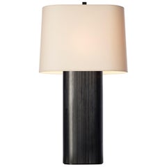 HOLLY HUNT Marlowe Table Lamp with Ebony Straw Marquetry with Aquarelle Shade