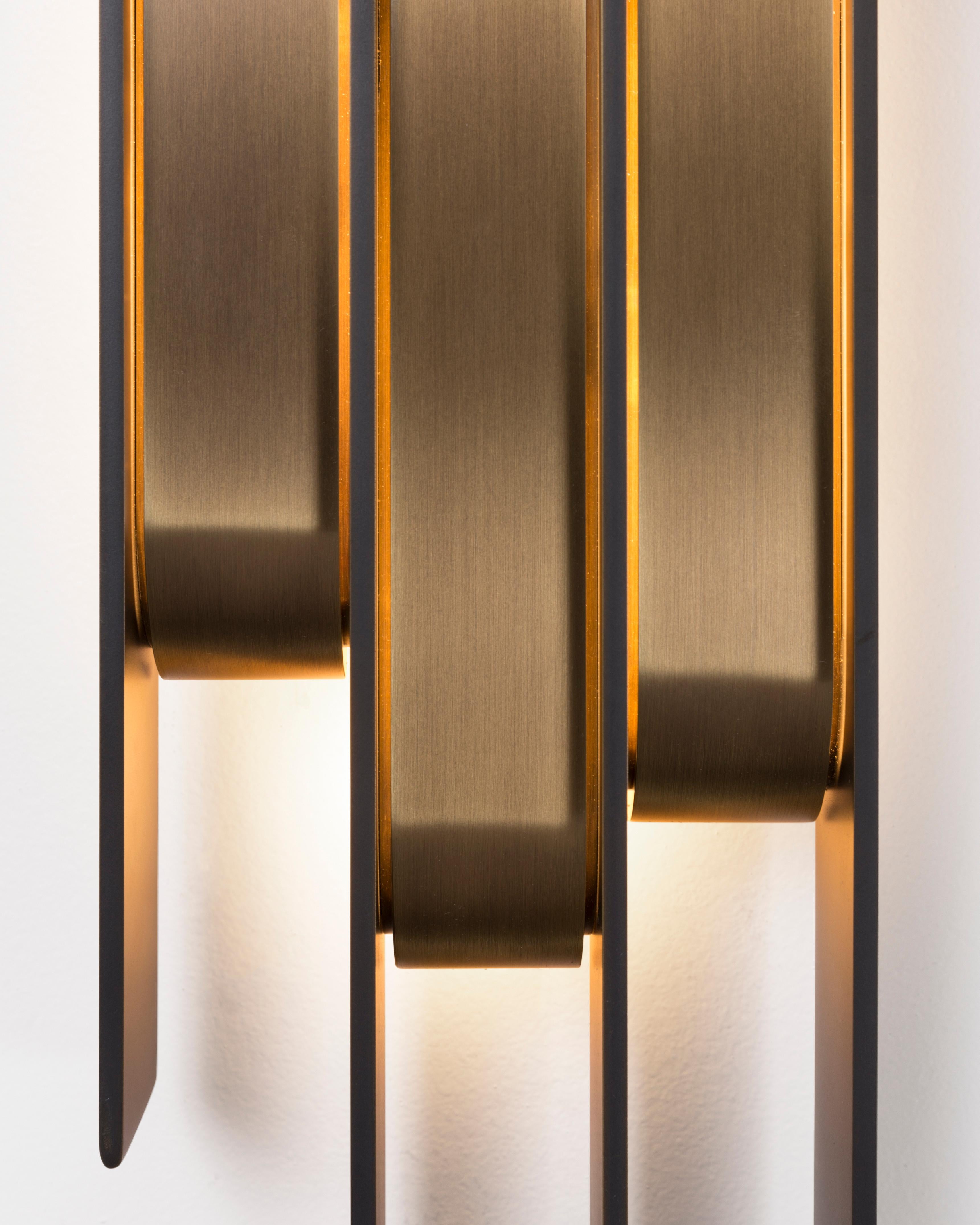 American HOLLY HUNT Meridian Sconce in Metal Golden Bronze Patina Finish