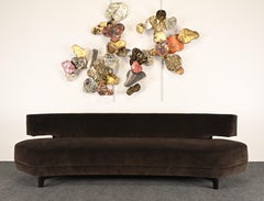 Sofá «Mesa» de HOLLY HUNT en terciopelo marrón chocolate, década de los 2000