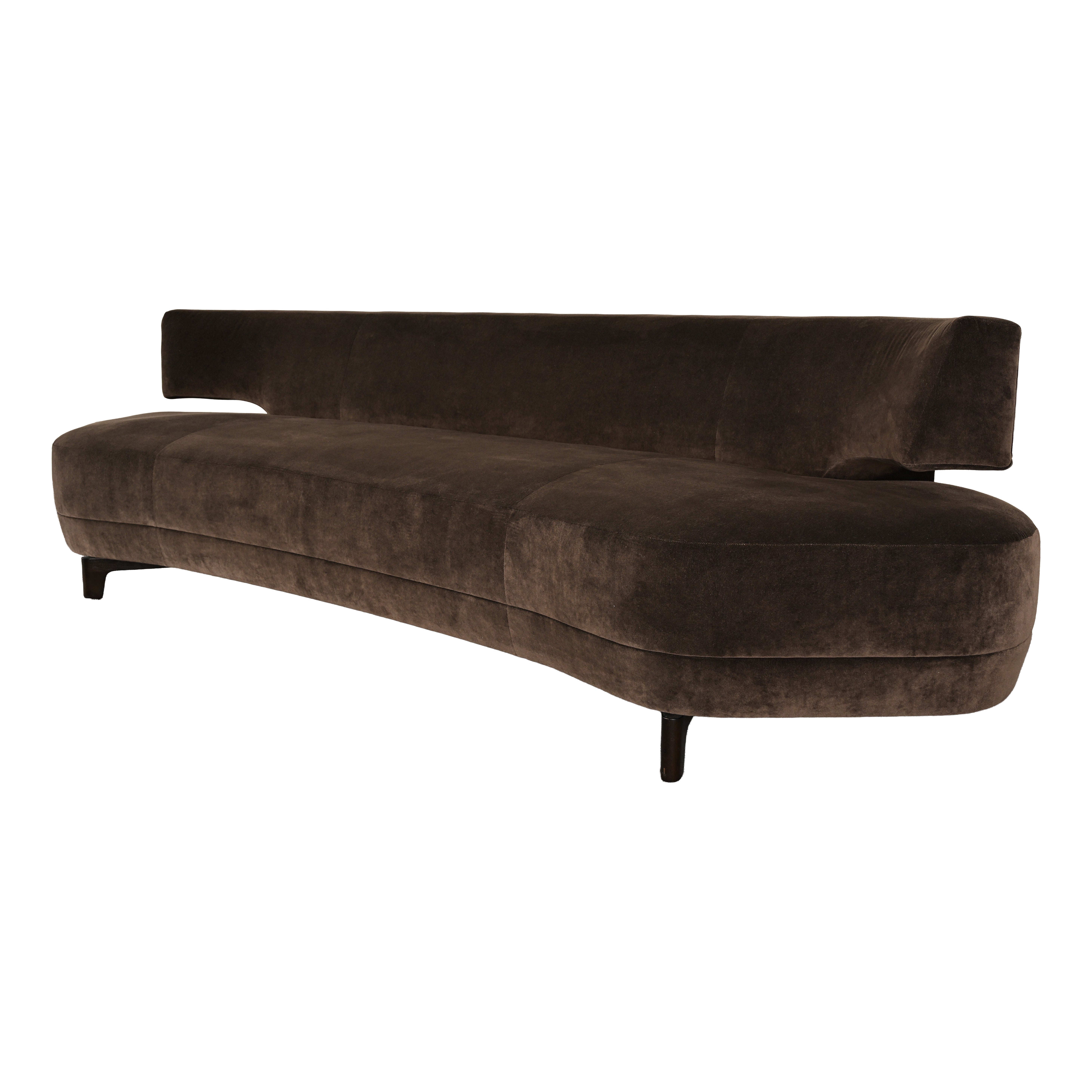 Holly Hunt Mesa Sofa in Chocolate Brown Velvet, 2000s
