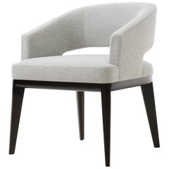 HOLLY HUNT Minerva Dining Chair in Walnut Black Magic and Cloud Upholstery