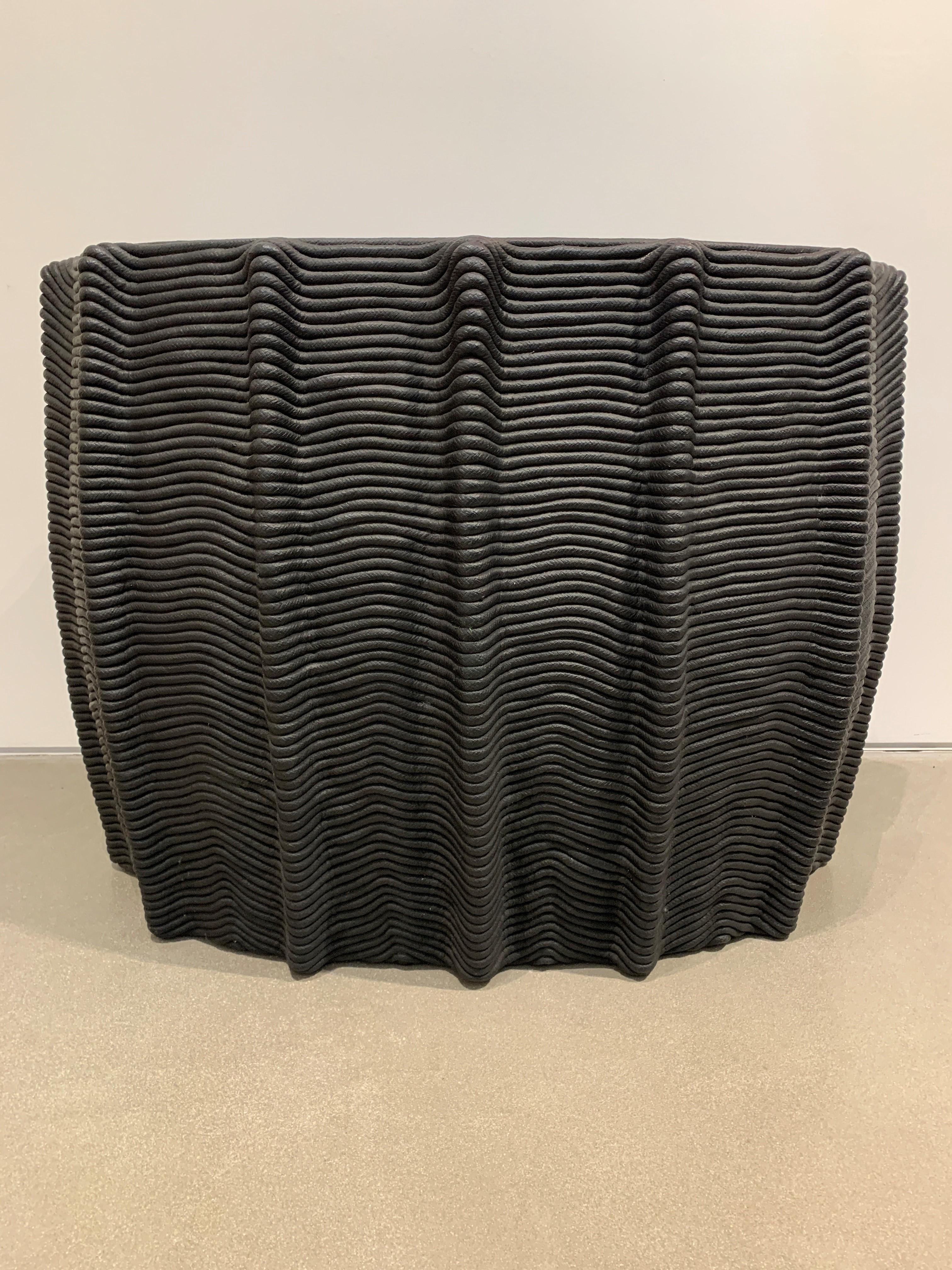 HOLLY HUNT Mivale HH024303 side table in black cotton cord by Christian Astuguevieille

Additional Information:
Materials: Black painted cotton cord
Dimensions: 33.5 W x 19.7 D x 25.6 H inch
Available in other finish options: Ceruleum Blue Cotton