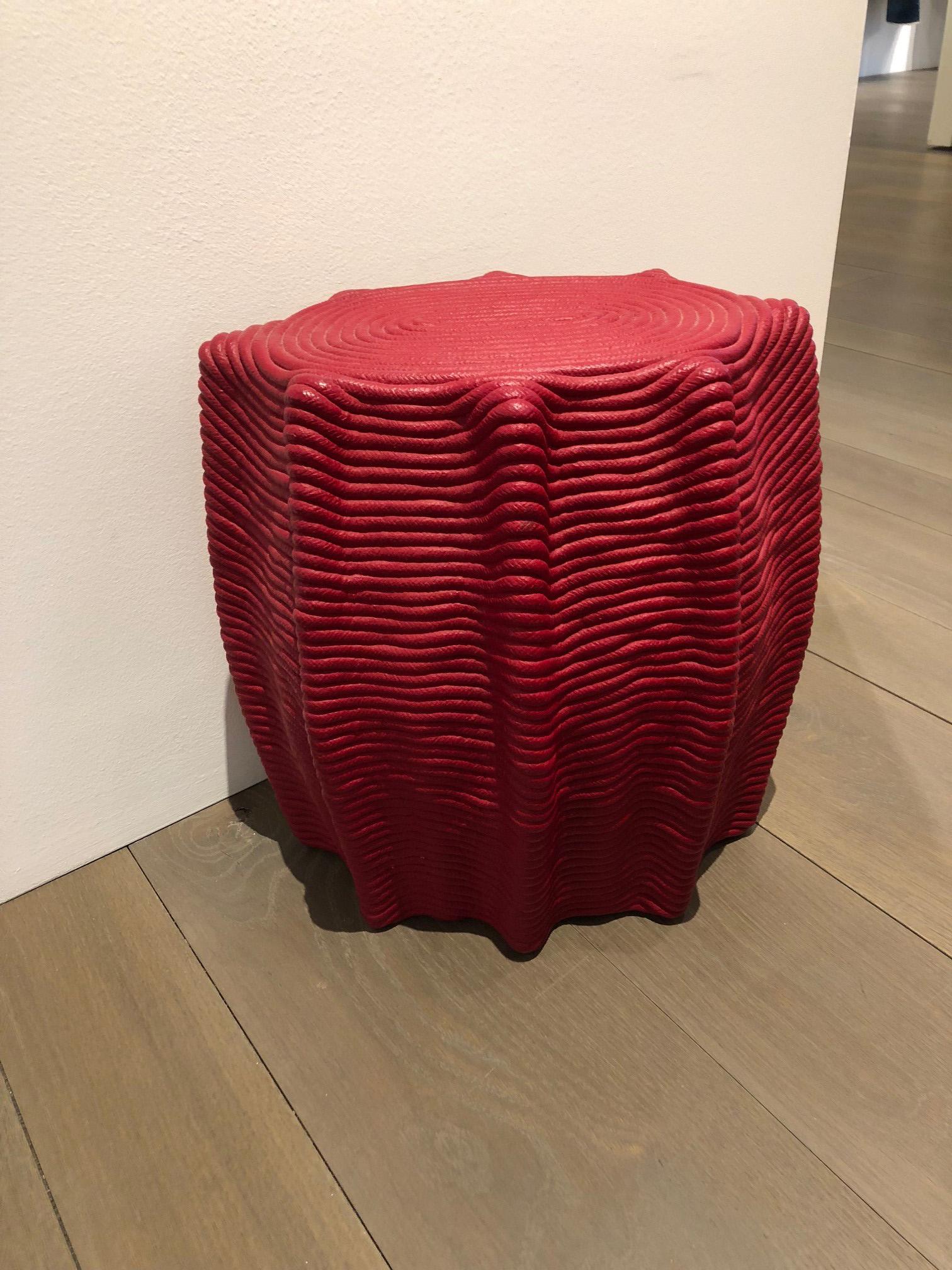 HOLLY HUNT Mivalo stool in Carmin red cotton cord by Christian Astuguevieille

Additional Information:
Materials: Carmin red painted cotton cord
Dimensions: 15.75 W x 11.75 D x 17.75 H inch
Available in other finish options: Ceruleum Blue
