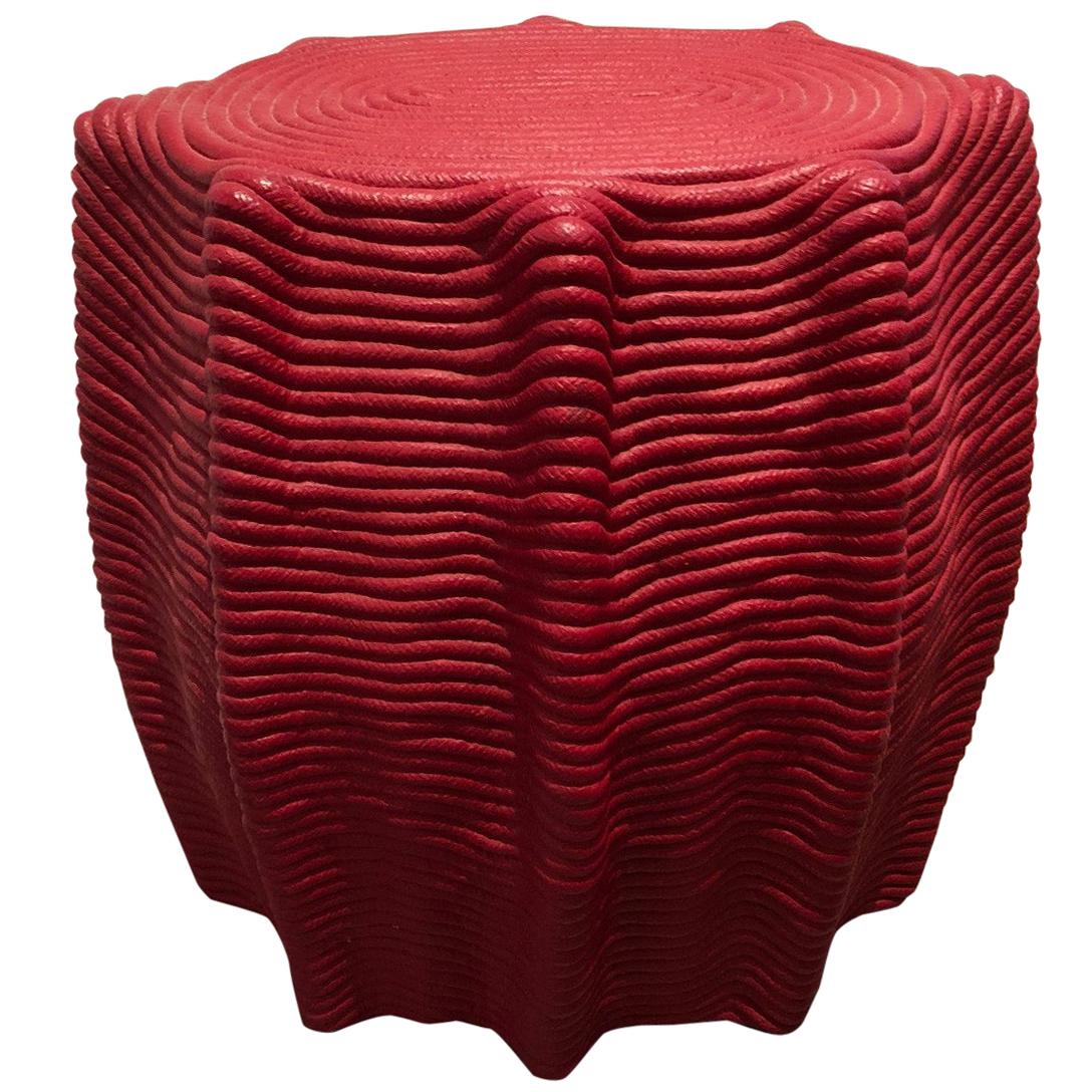 HOLLY HUNT Mivalo Stool in Carmin Red Cotton Cord by Christian Astuguevieille