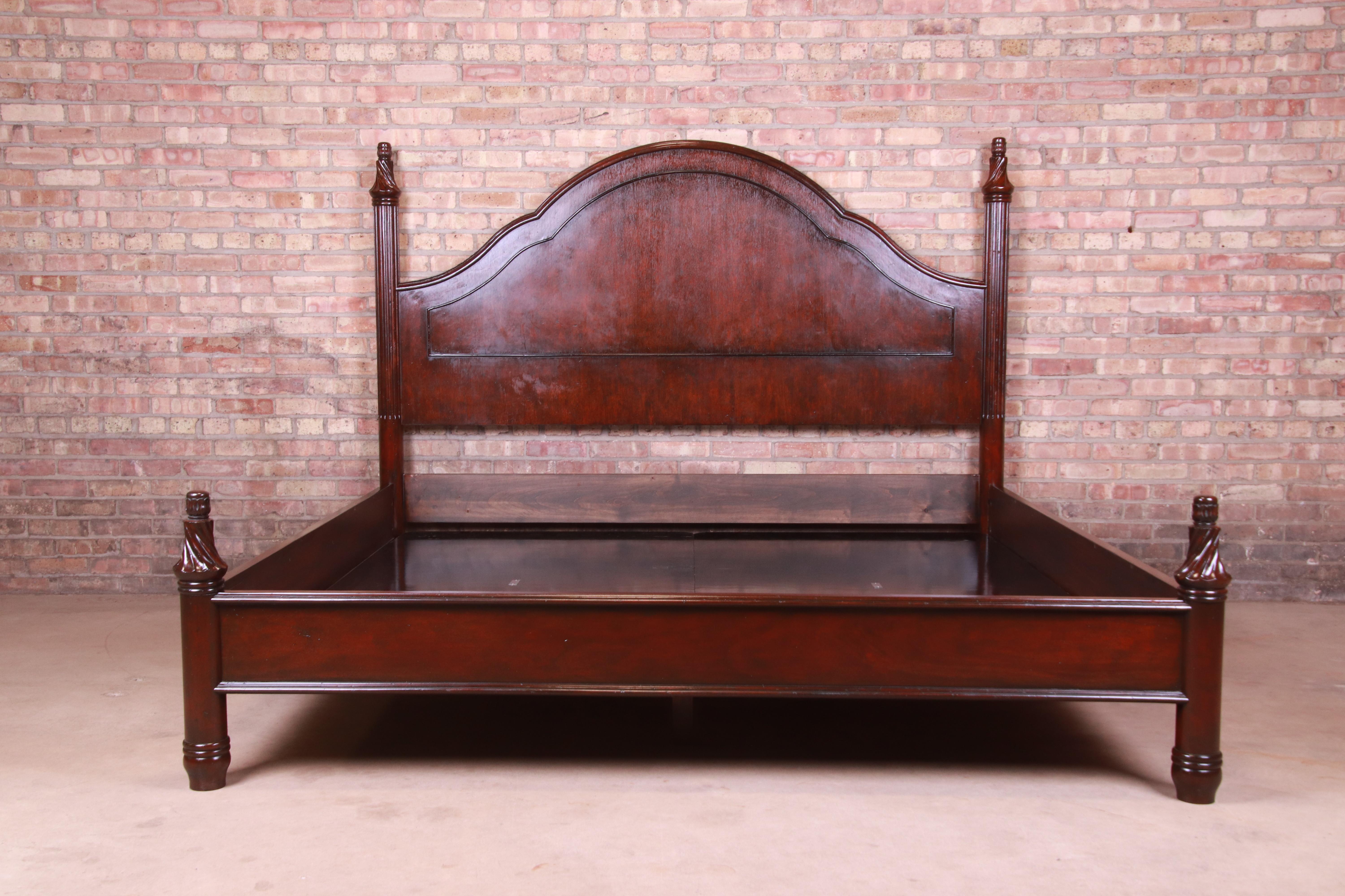 American Holly Hunt Modern Carved Mahogany King Size Poster Bed