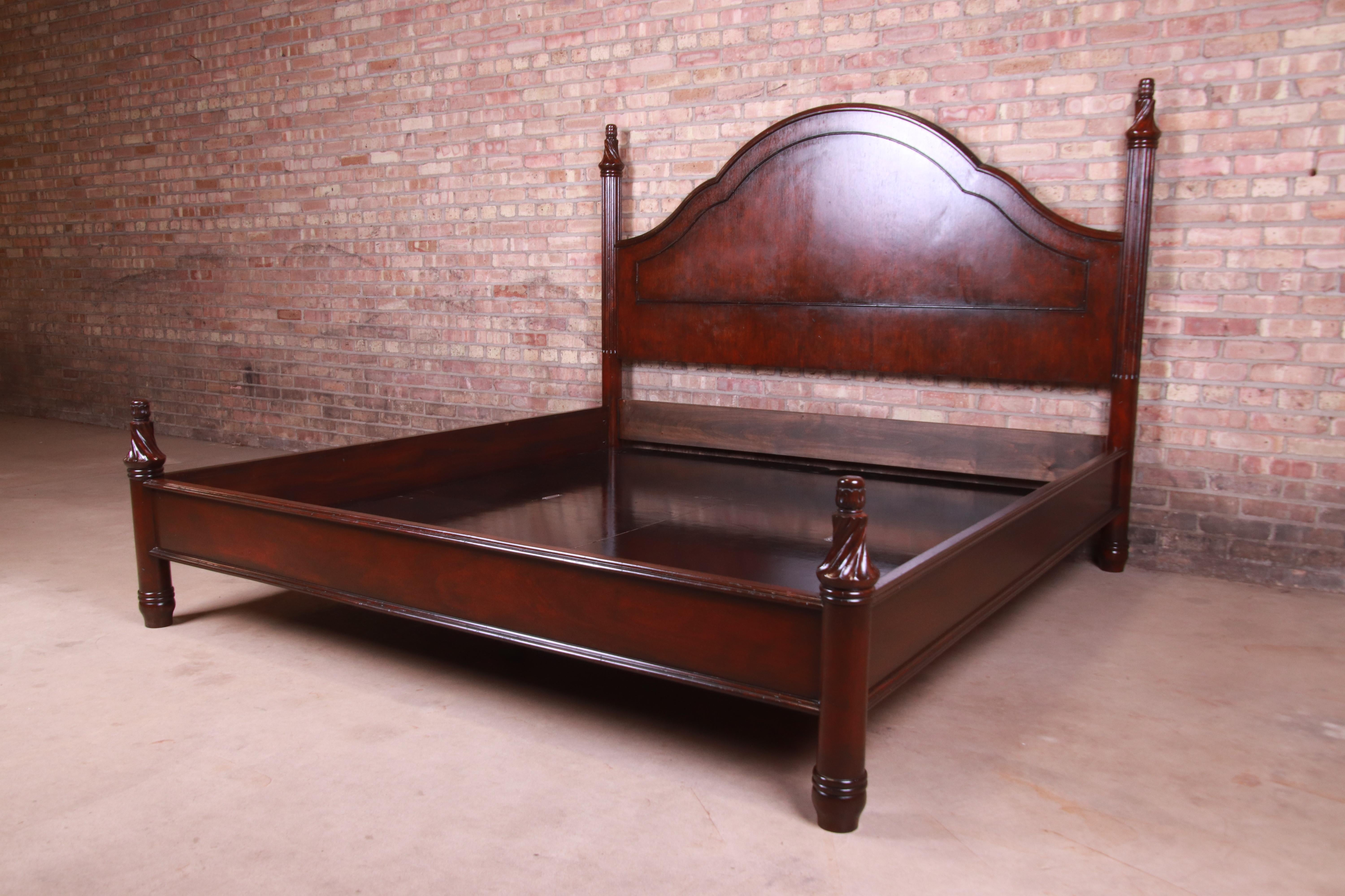 20th Century Holly Hunt Modern Carved Mahogany King Size Poster Bed